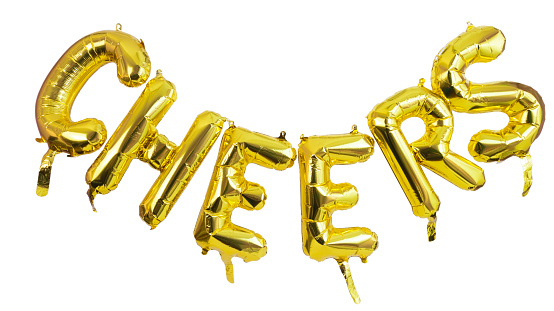Isolated foil CHEERS balloon banner. Horizontal.