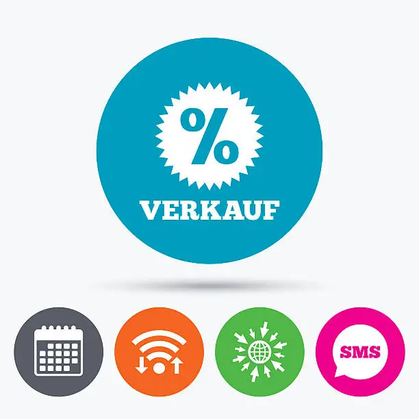 Vector illustration of Verkauf - Sale in German sign icon. Star.