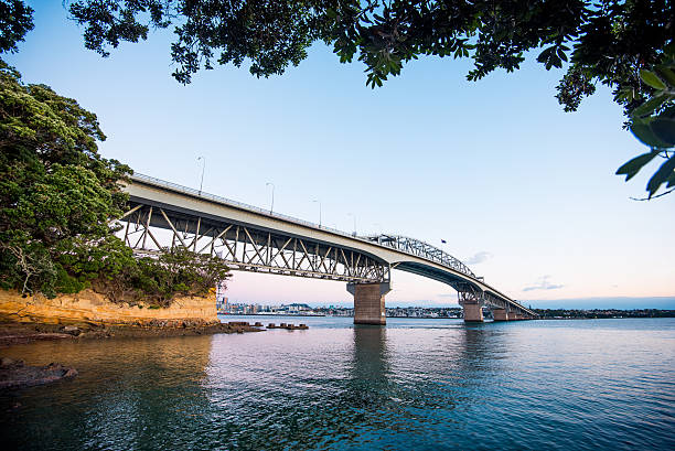 istock Auckland harbour bridge at dusk 526300152