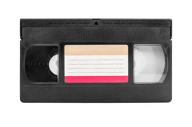 Photo of VHS cassette on white background