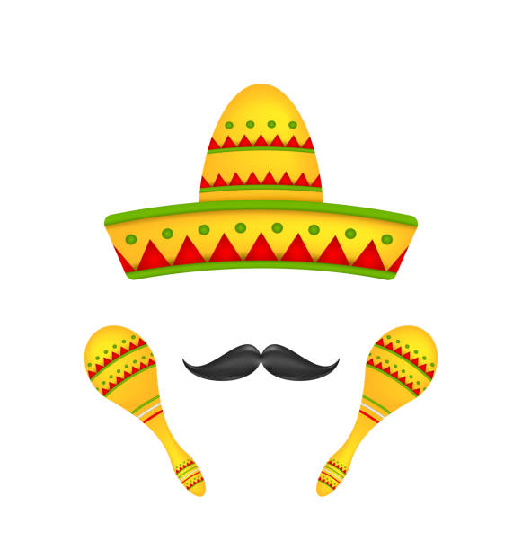 istock Mexican Symbols Sombrero Hat, Musical Maracas, Mustache 526301210