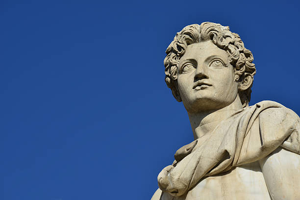 capitolinos hill dioskouri (com espaço para texto - classical greek roman statue warrior - fotografias e filmes do acervo
