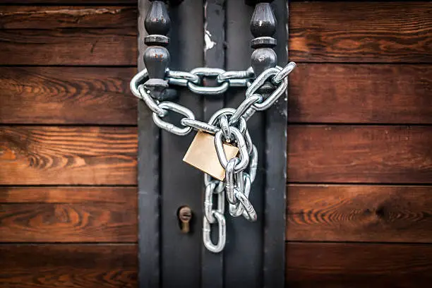 Locked door close-up view