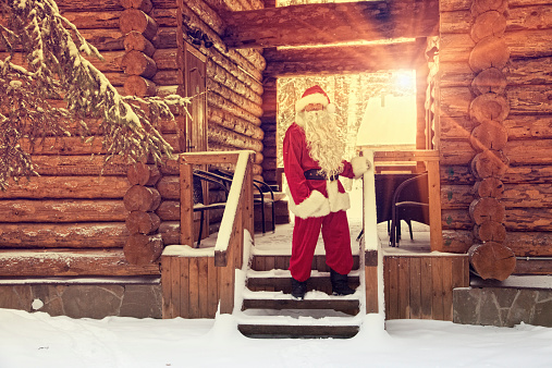 Santa Claus in his hut