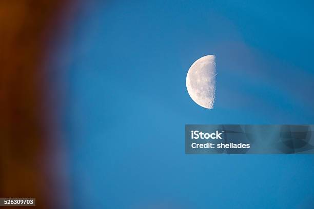 Daytime Half Moon Stock Photo - Download Image Now - Astronomy, Blue, Day