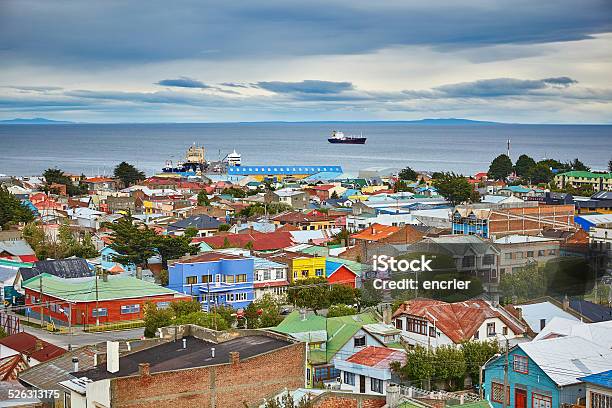 Punta Arenas With Magellan Strait In Patagonia Stock Photo - Download Image Now - Punta Arenas, Chile, City