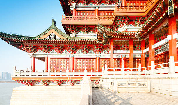 istock Beautiful asian temple on the blue sky background 526313569