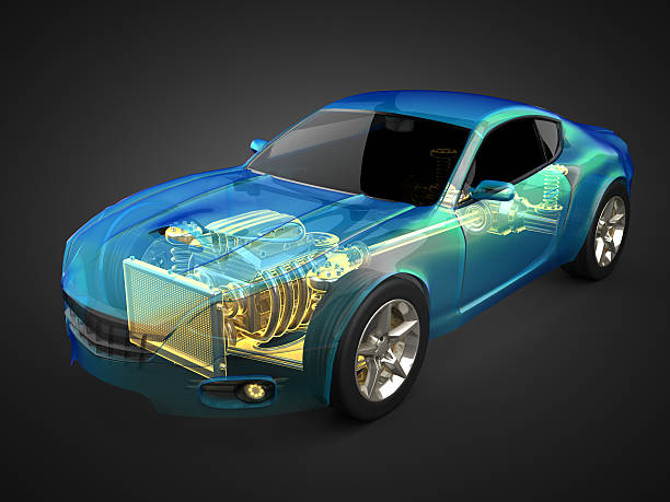 istock transparent car concept with visible engine and transmission 526322381