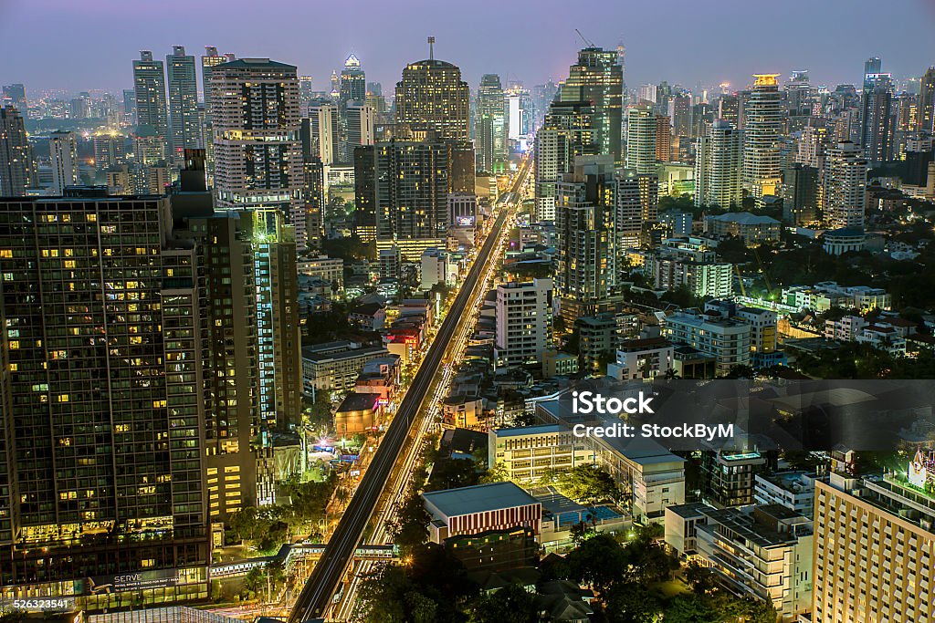 Bangkok sukhumvit road twilight Bangkok scenery panorama in Thailand Architecture Stock Photo