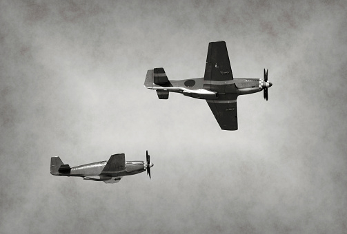 World War II era fighter planes on a mission