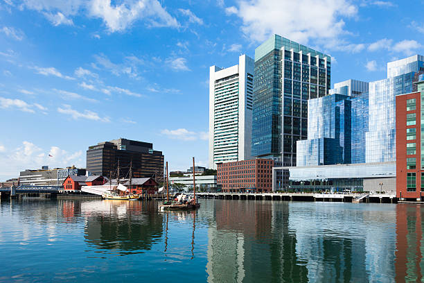 istock Modern buildings in The financial district waterfront in Boston 526324495