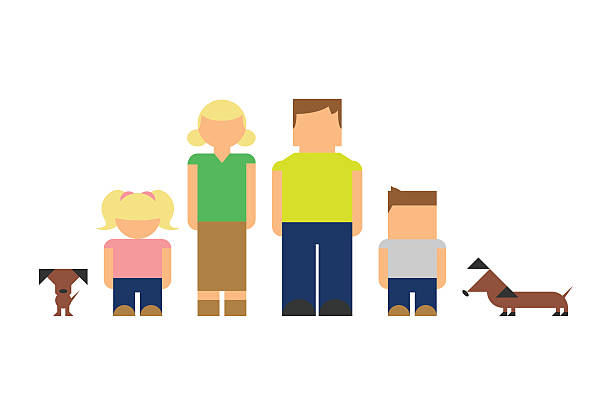 Picto Family with Dogs vector art illustration