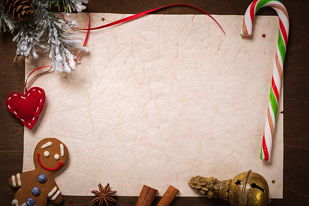 istock Christmas decorations on the old sheet of paper 526324865