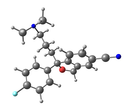 Escitalopram (Lexapro and Cipralex) is an antidepressant of the selective serotonin reuptake inhibitor (SSRI) class