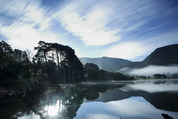 A glorious morning mist covers the Middle Lake, Killarney on a beautiful spring morning.