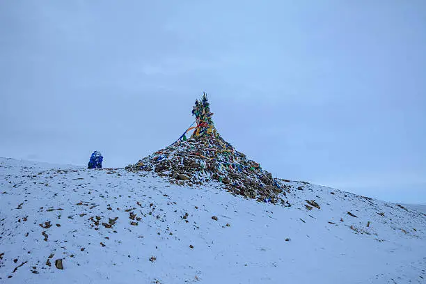 Mongolian prayerflags in winter time