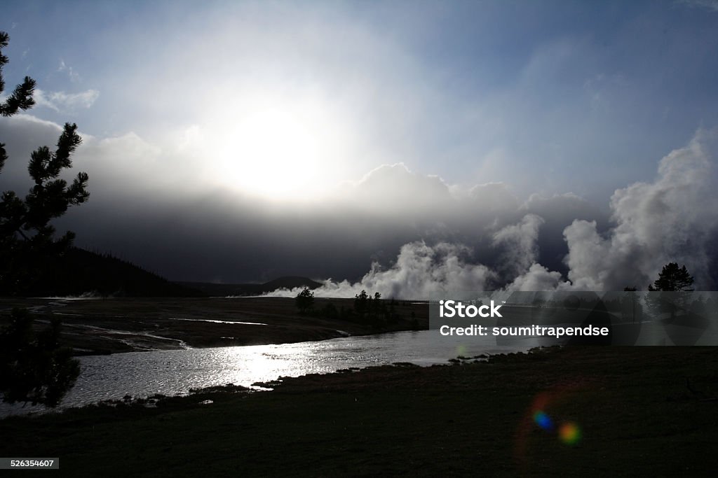 Live geysers, Yellowstone national park, USA, Circa May 2010 Land of live geysers at Yellowstone national park where hot springs are always flowing irrespective of seasons Activity Stock Photo