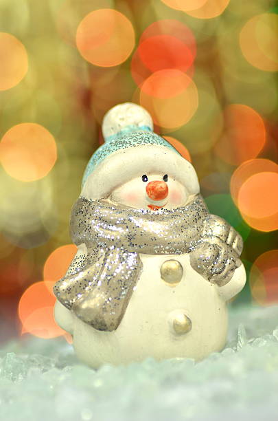 istock christmas decoration, figure of snowman against bokeh background 526371237