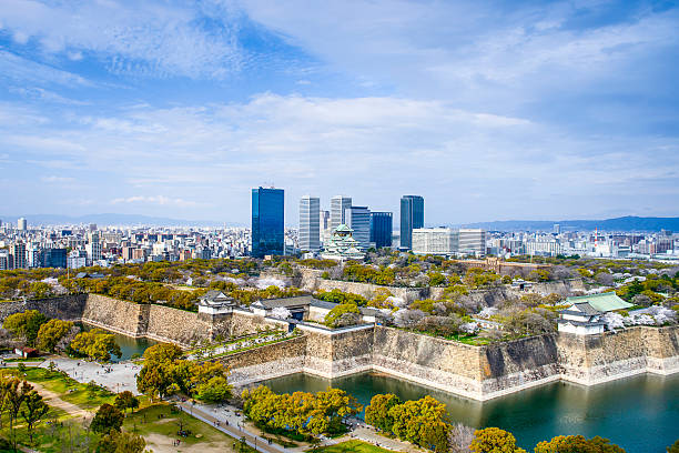 horizonte da cidade de osaka, japão - osaka prefecture - fotografias e filmes do acervo