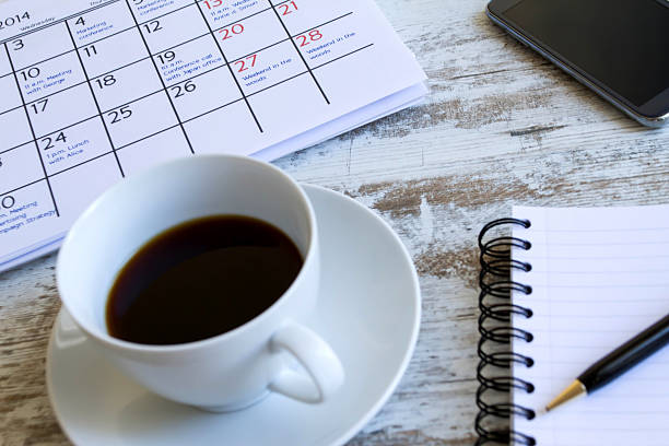 istock Checking monthly activities in the calendar 526372681
