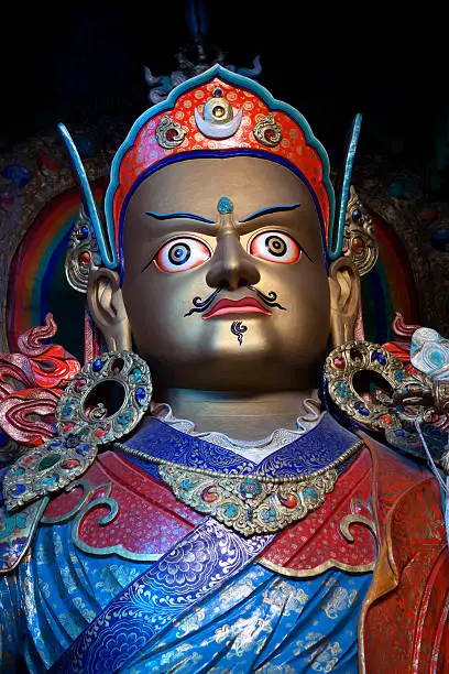 Statue of Guru Padmasabhava at Hemis Gompa in Ladakh, Jammu and Kashmir State, India. Padmasabhava is known also as Guru Rinpoche.