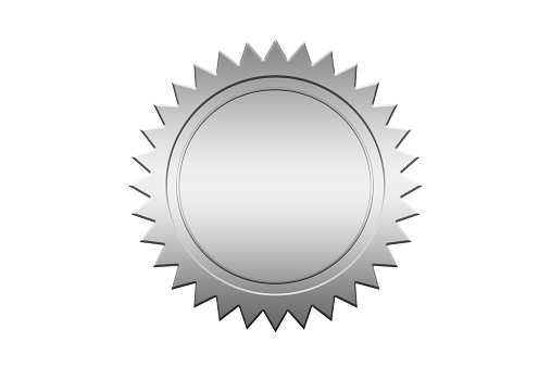 Blank silver badge isolated on white background.