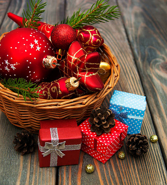 istock Christmas Decoration in basket 526390427