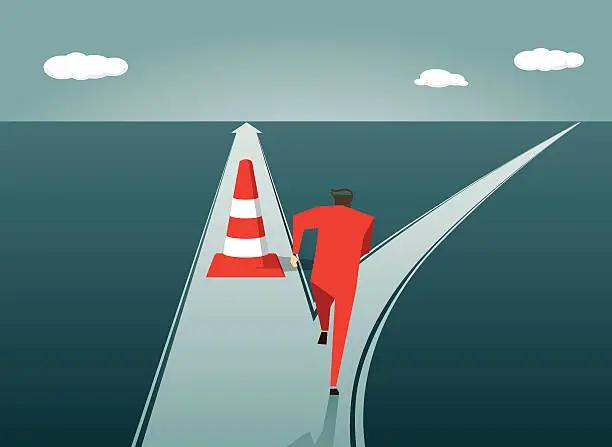 Vector illustration of Road,Choice, Direction,  Highway,Conquering Adversity, Challenge