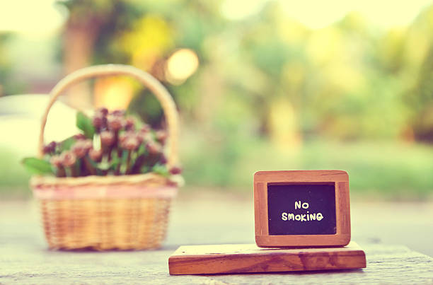 istock Vintage no smoking sign with artificial flowers 526394221