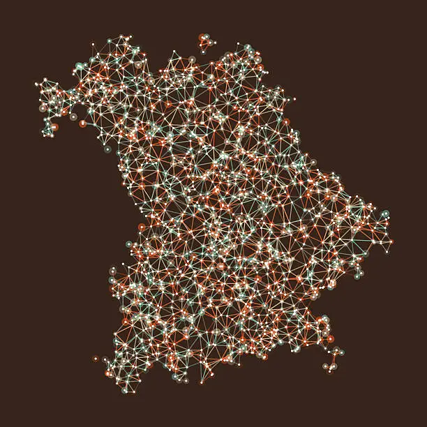 Vector illustration of Bavaria Map Network Mesh