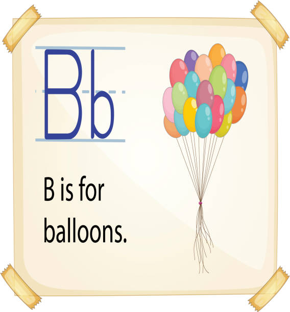 illustrations, cliparts, dessins animés et icônes de lettre b pour ballons - letter h alphabet education learning