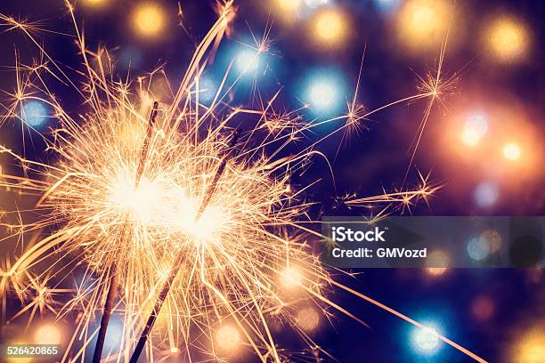 Party Feeling With Sparklers Stock Photo - Download Image Now - Sparkler - Firework, Celebration, Party - Social Event