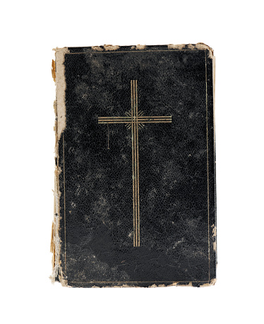 Bible isolated on white. Top view.