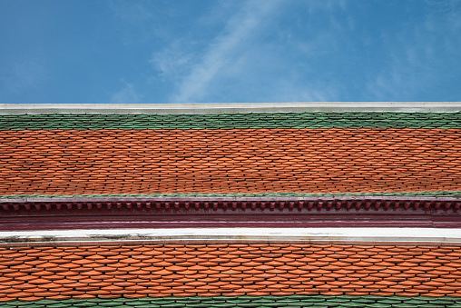 Thai art on roof Church at Thai temple