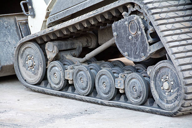 istock Wheels and track of a trackhoe 526424947