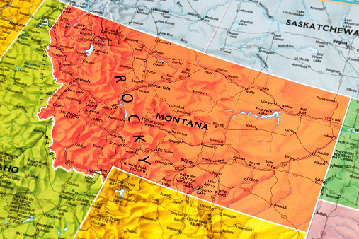 Map of Montana State in USA.