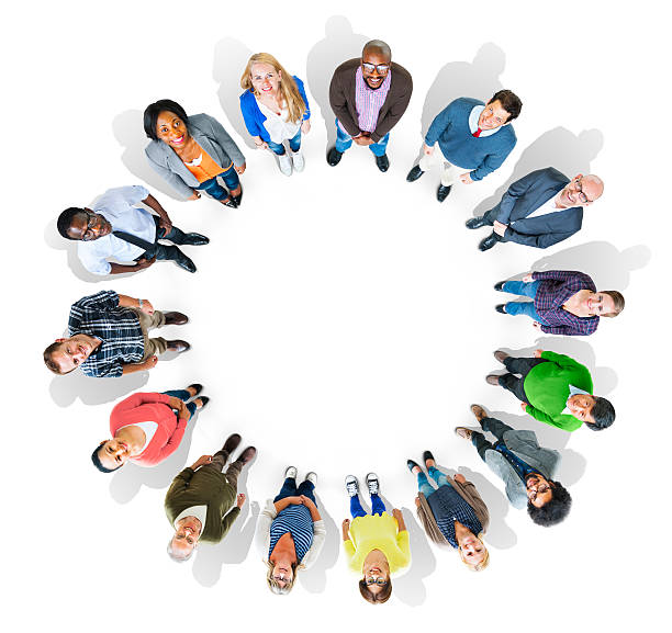 istock Group of Multiethnic People Forming a Circle Looking Up 526427329