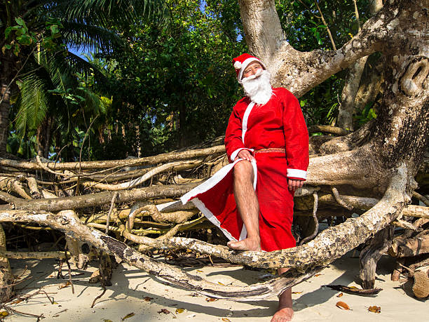 istock Santa Cloaus showing his leg 526427369