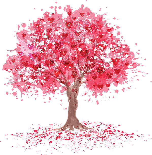 cherry blossom baum in abstraktion stil. - tree abstract painted image vector stock-grafiken, -clipart, -cartoons und -symbole