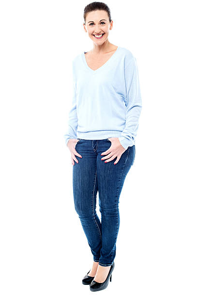 istock Smiling female model in trendy casuals 526440391