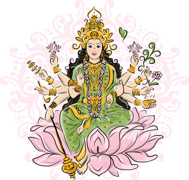 ilustraciones, imágenes clip art, dibujos animados e iconos de stock de diosa hindú shakti, sketch para su diseño - shakti