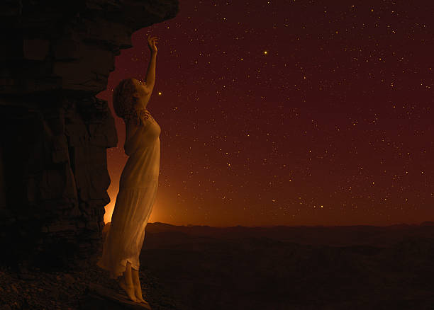 istock Woman standing on another planet. 526444035
