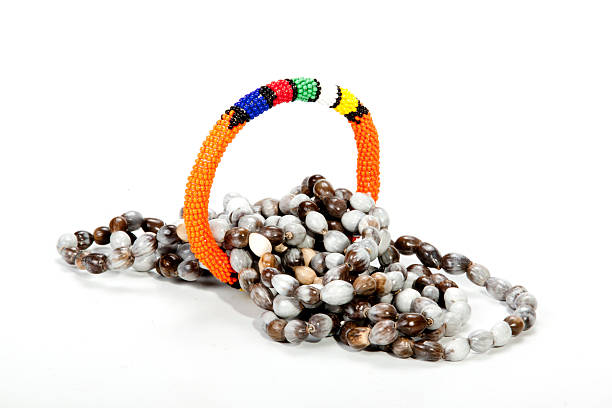 istock Coiled Zulu Beaded Necklace with Bright Orange Armband 526444269