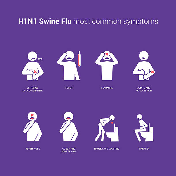 h1n1 schweinegrippe symptome - swine flu stock-grafiken, -clipart, -cartoons und -symbole