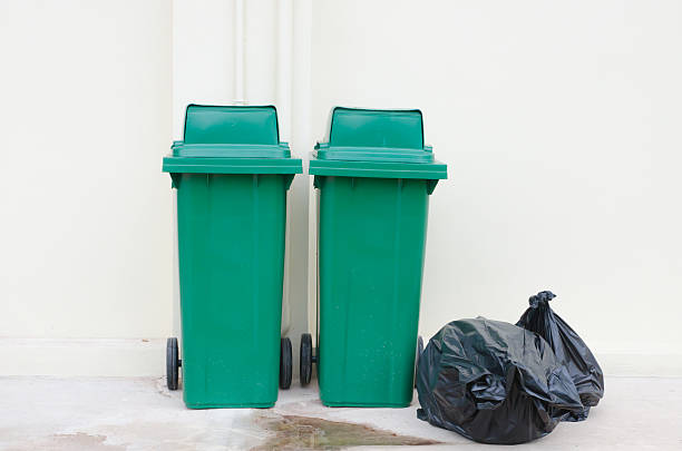 istock Green bin and Black garbage bags 526445381