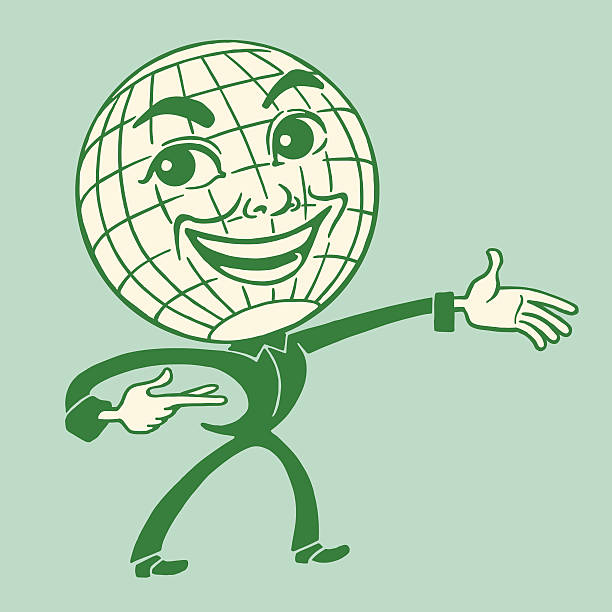 улыбающегося глобус человека - mannerism stock illustrations