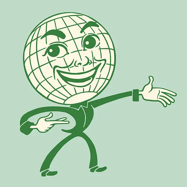 Vector illustration of Smiling Globe Person