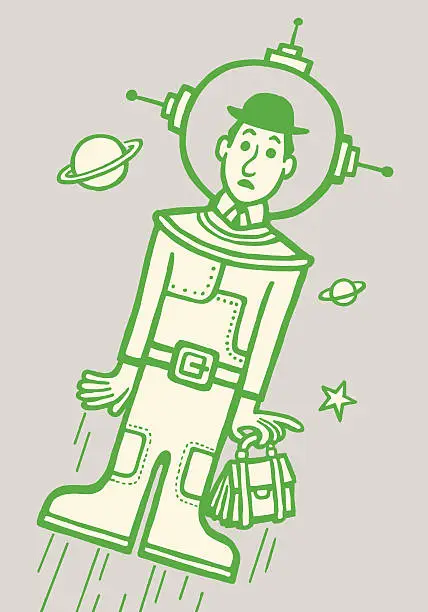 Vector illustration of Businessman Traveling in Space