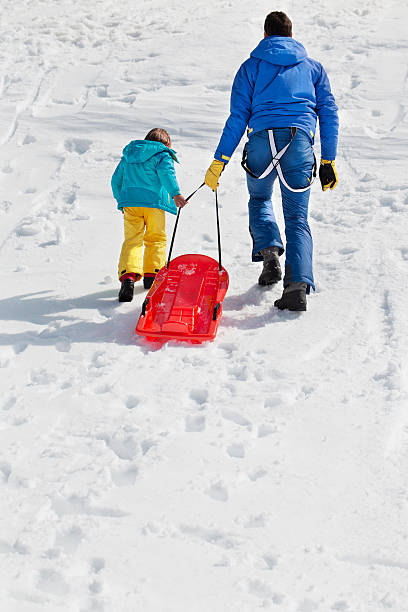 istock Father and son having fun in the snow 526446577