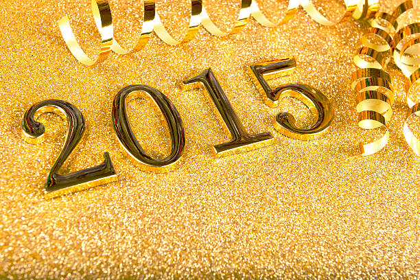 istock Fairytale New year composition with gold numbers 2015 year 526447195